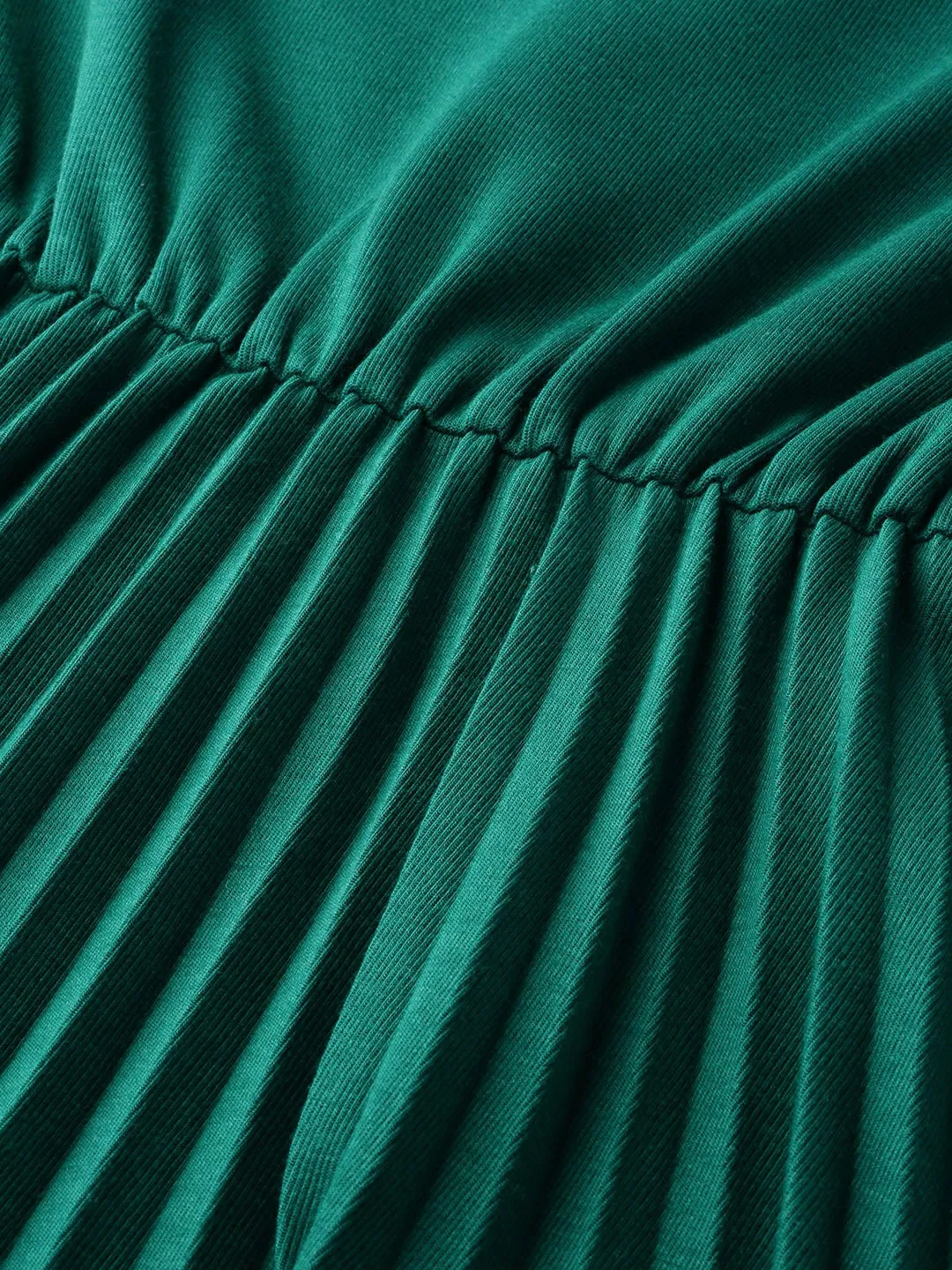 Emerald Rib Pleated Skater Dress