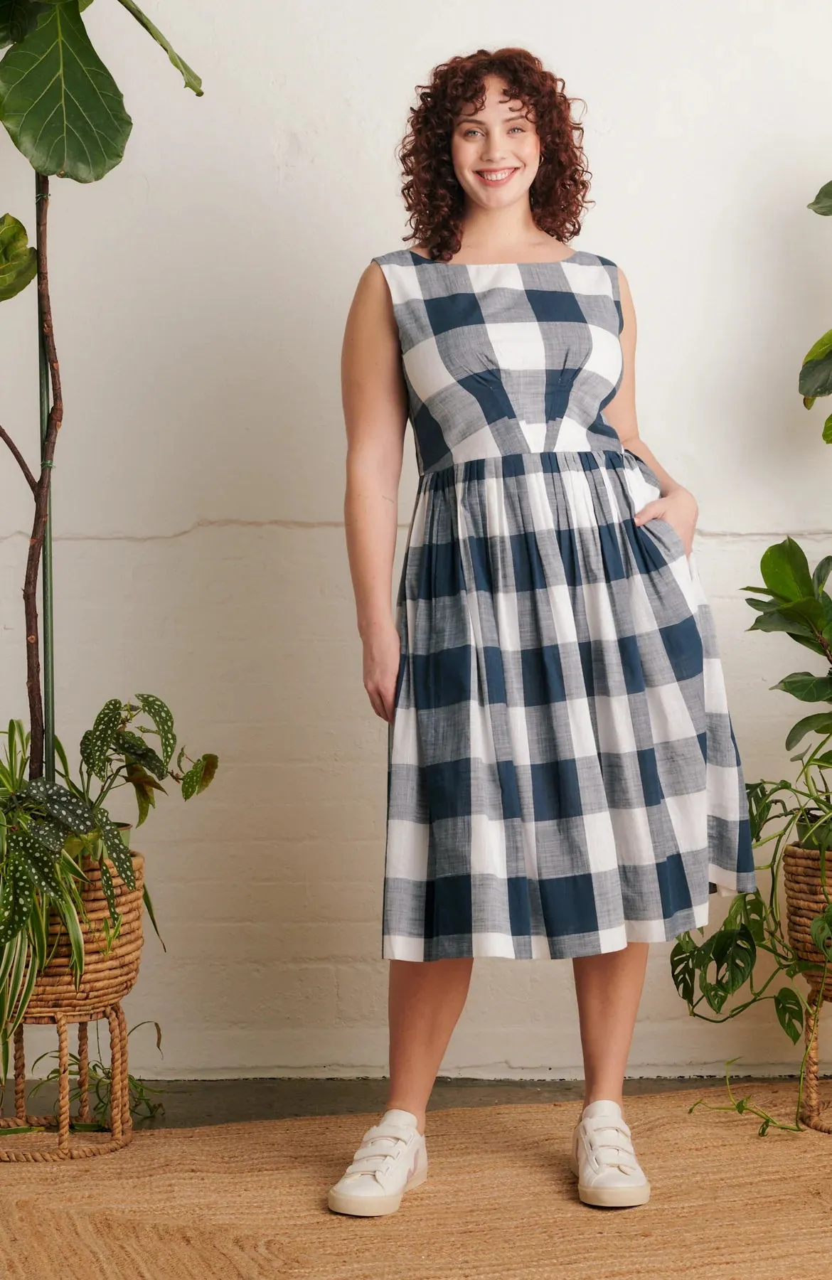 Emily & Fin Abigail Indigo Plaid Dress