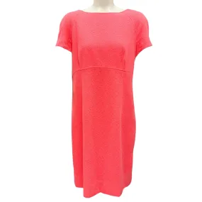 Escada Bright Coral Short Sleeved Boucle Tweed Dress