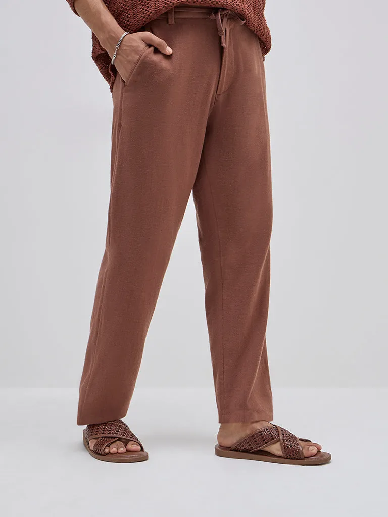 ETA Brown Mid-Rise Resort-Fit Cotton Chinos