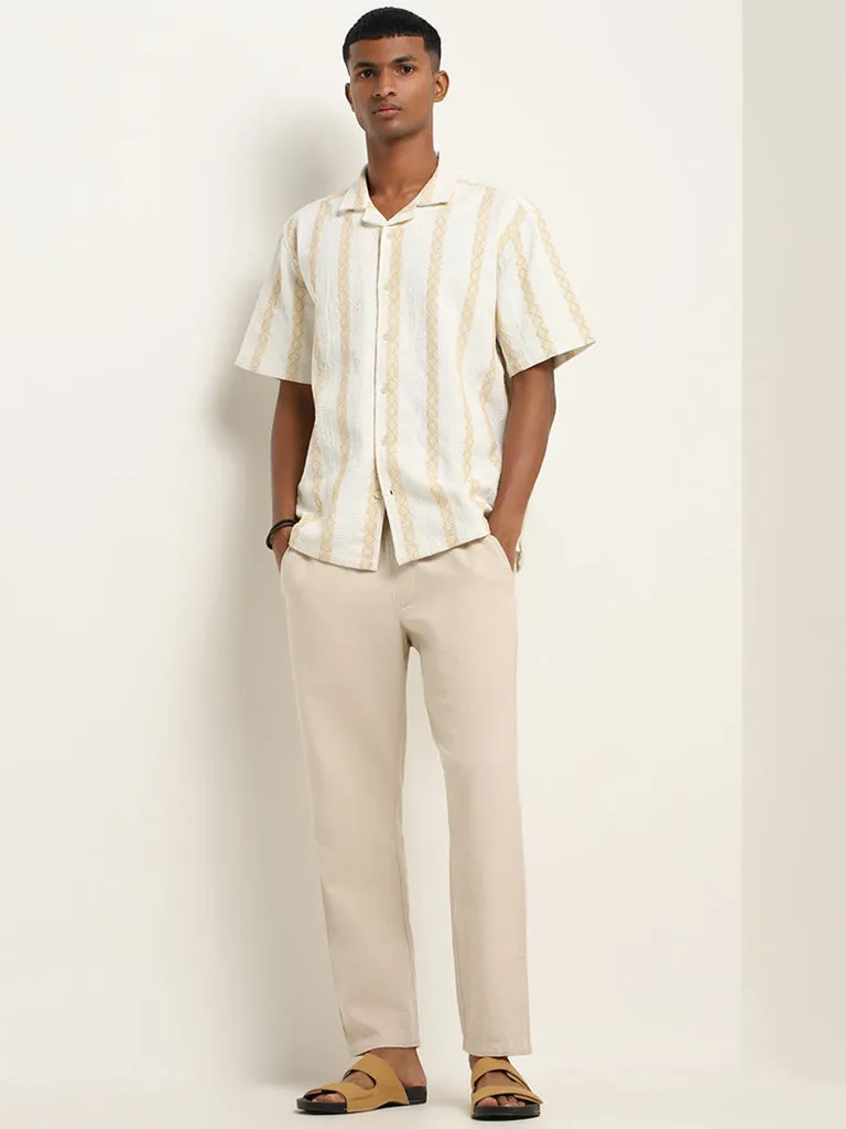 ETA Yellow Textured Relaxed Fit Shirt