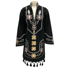 Figue Black Multi Embroidered Catalina Dress