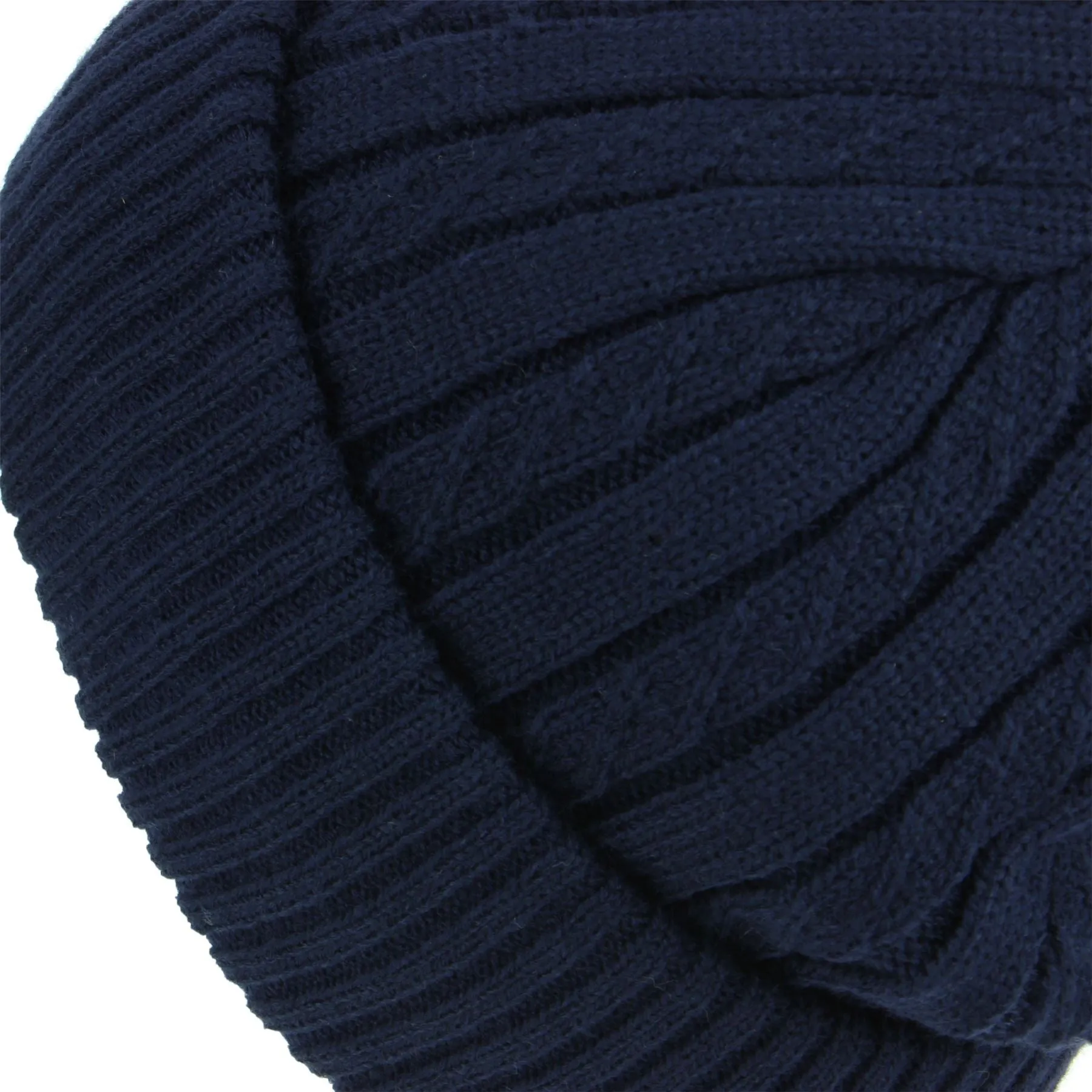 Fine Knit Beanie Hat with Super Soft Fleece Lining - Blue