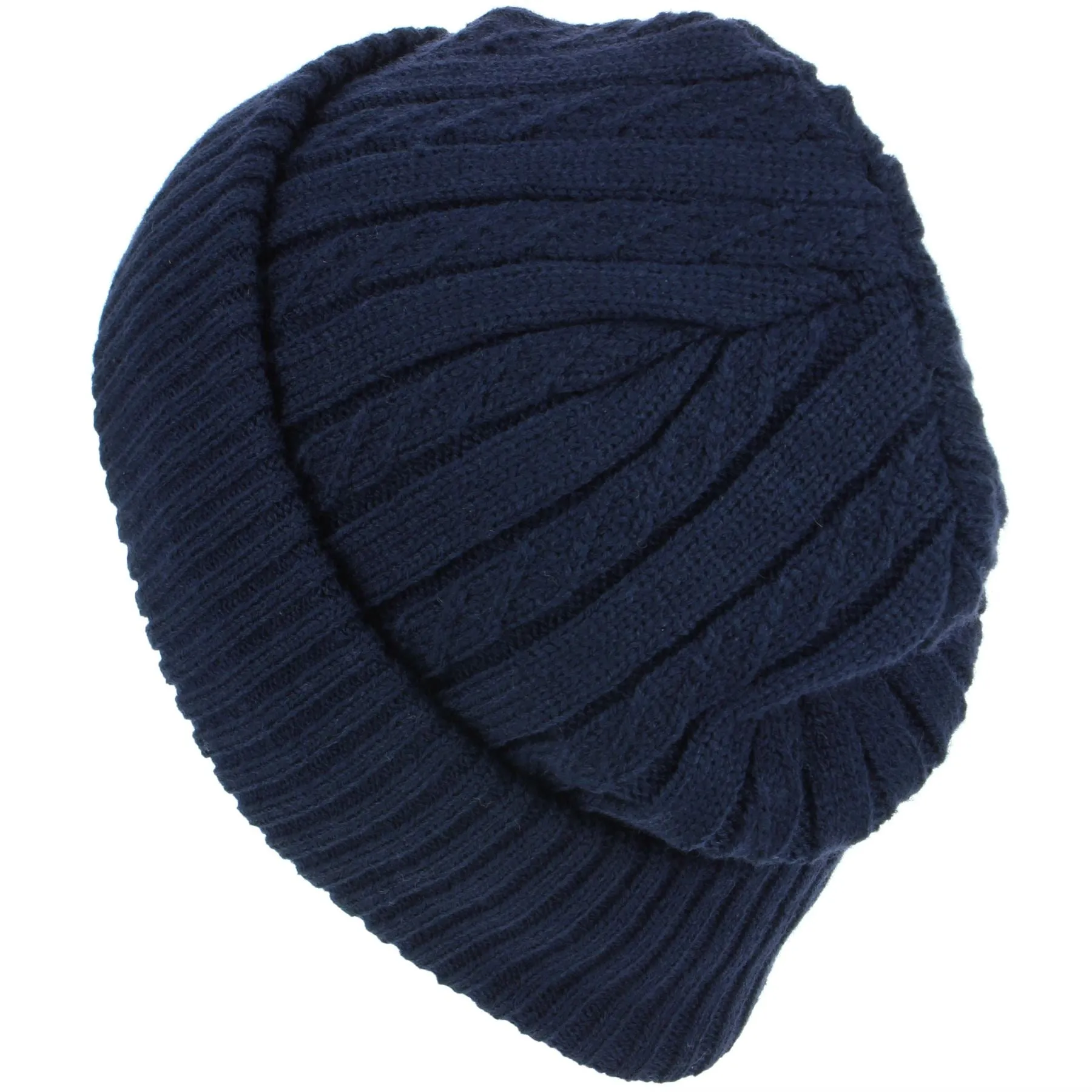 Fine Knit Beanie Hat with Super Soft Fleece Lining - Blue