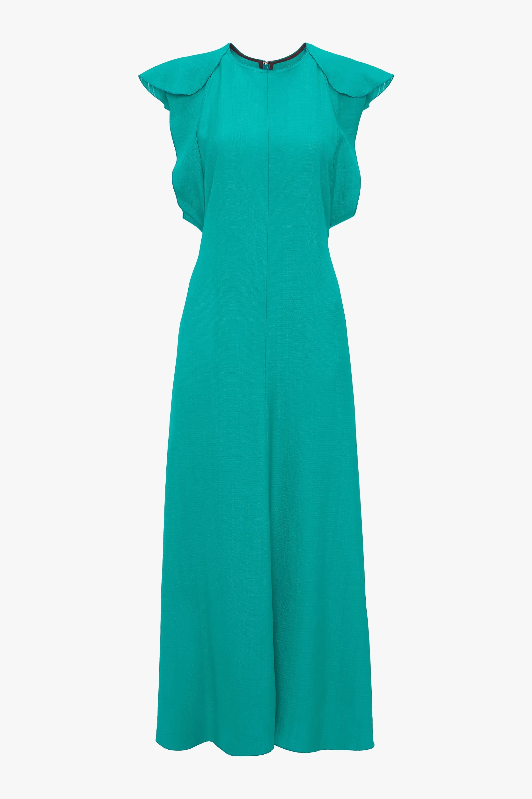 Folded Cap Sleeve Midi Dress In Peacock