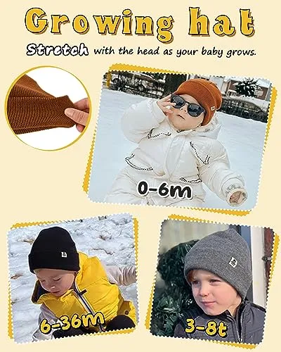 FURTALK Baby Beanie Fleece Lined Toddler Winter Hat Boys Girls Knit Warm Beanies Kids Ski Hats for 0-8 Years