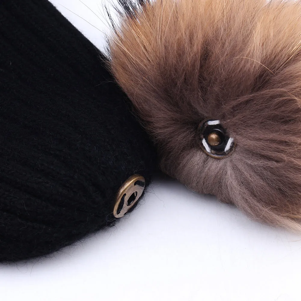 FURTALK Women Winter Real Fur Pom Pom Hat  Drop Shipping  A052