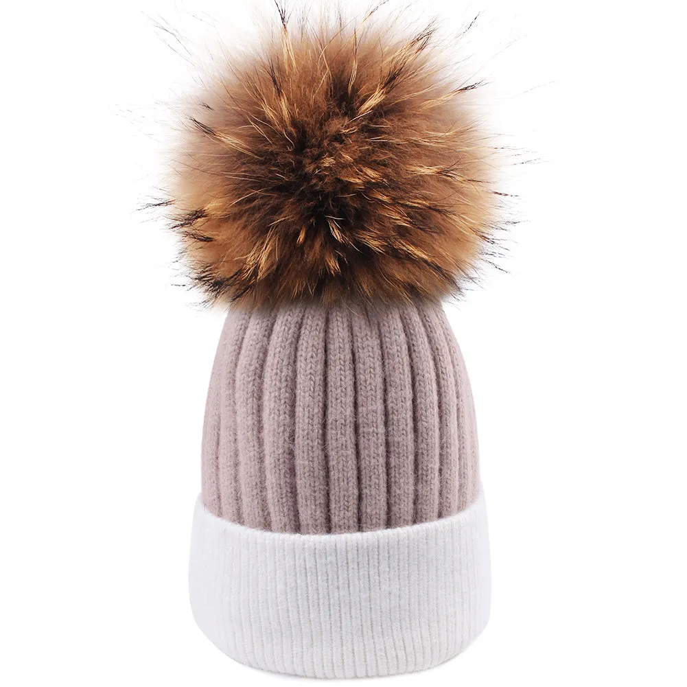 FURTALK Women Winter Real Fur Pom Pom Hat  Drop Shipping  A052