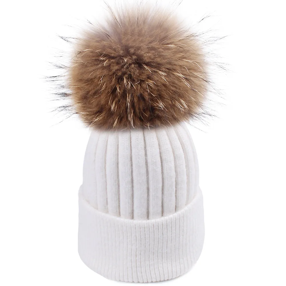 FURTALK Women Winter Real Fur Pom Pom Hat  Drop Shipping  A052