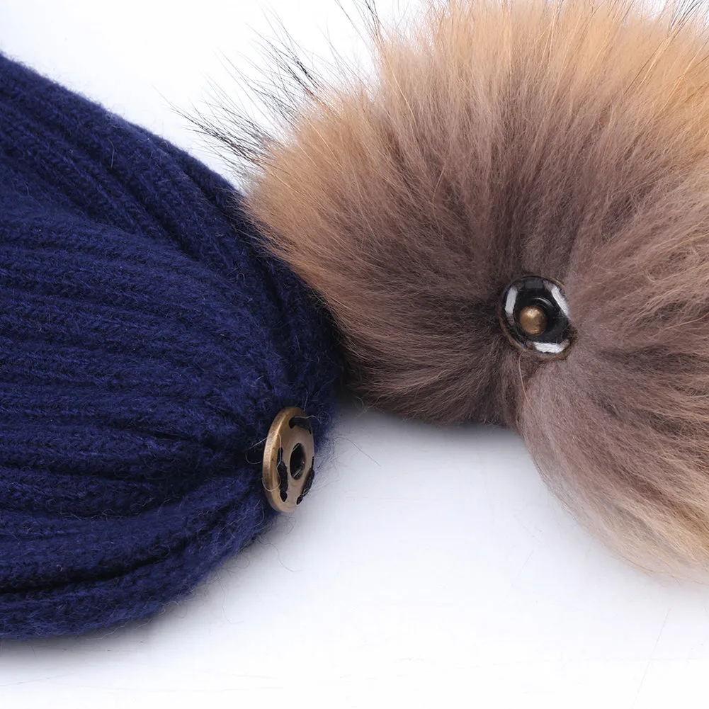 FURTALK Women Winter Real Fur Pom Pom Hat  Drop Shipping  A052