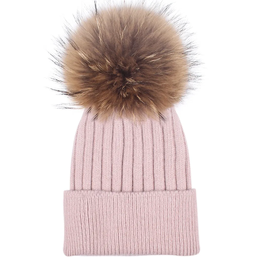 FURTALK Women Winter Real Fur Pom Pom Hat  Drop Shipping  A052