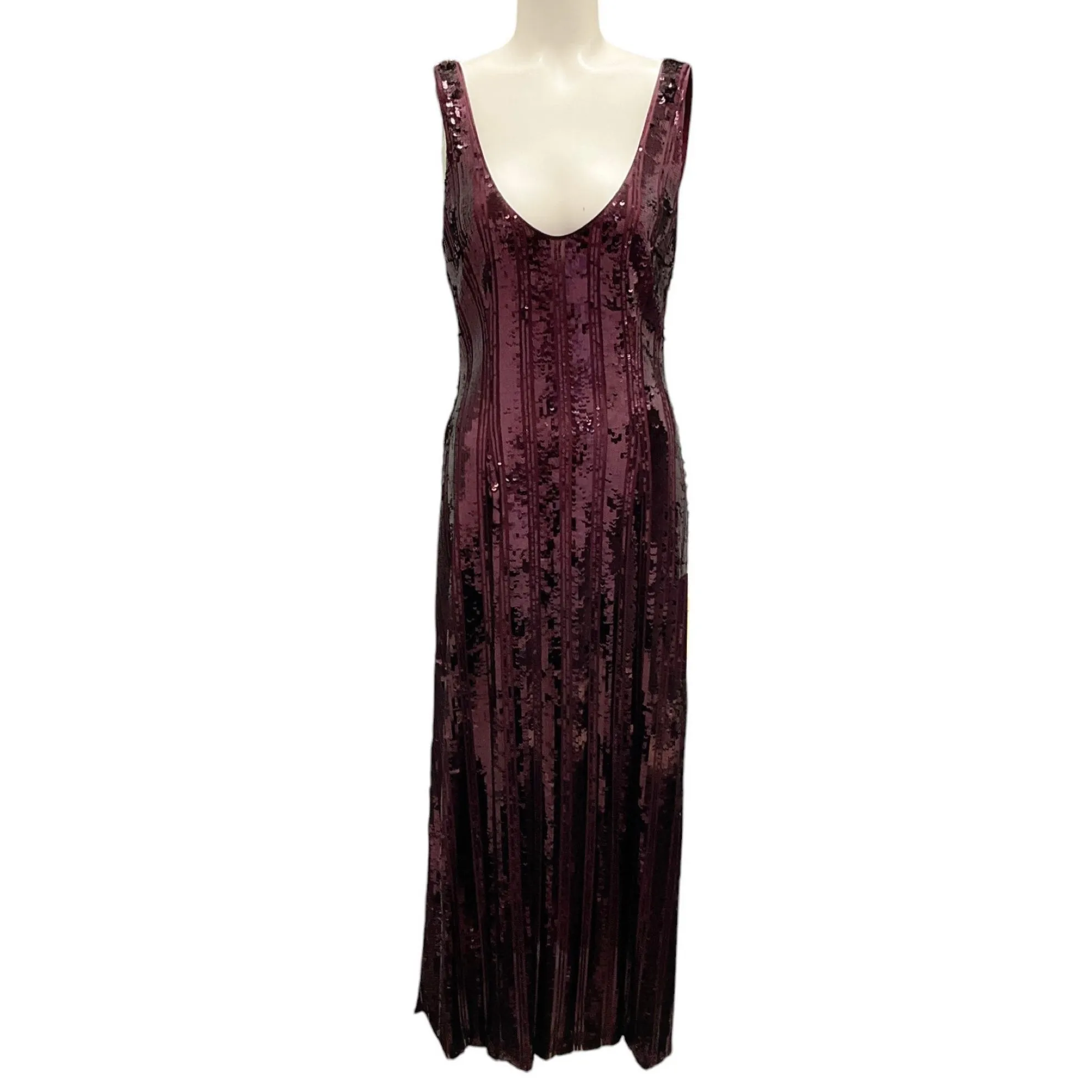 Galvan London Oxblood Sequined Burnished Valletta Dress