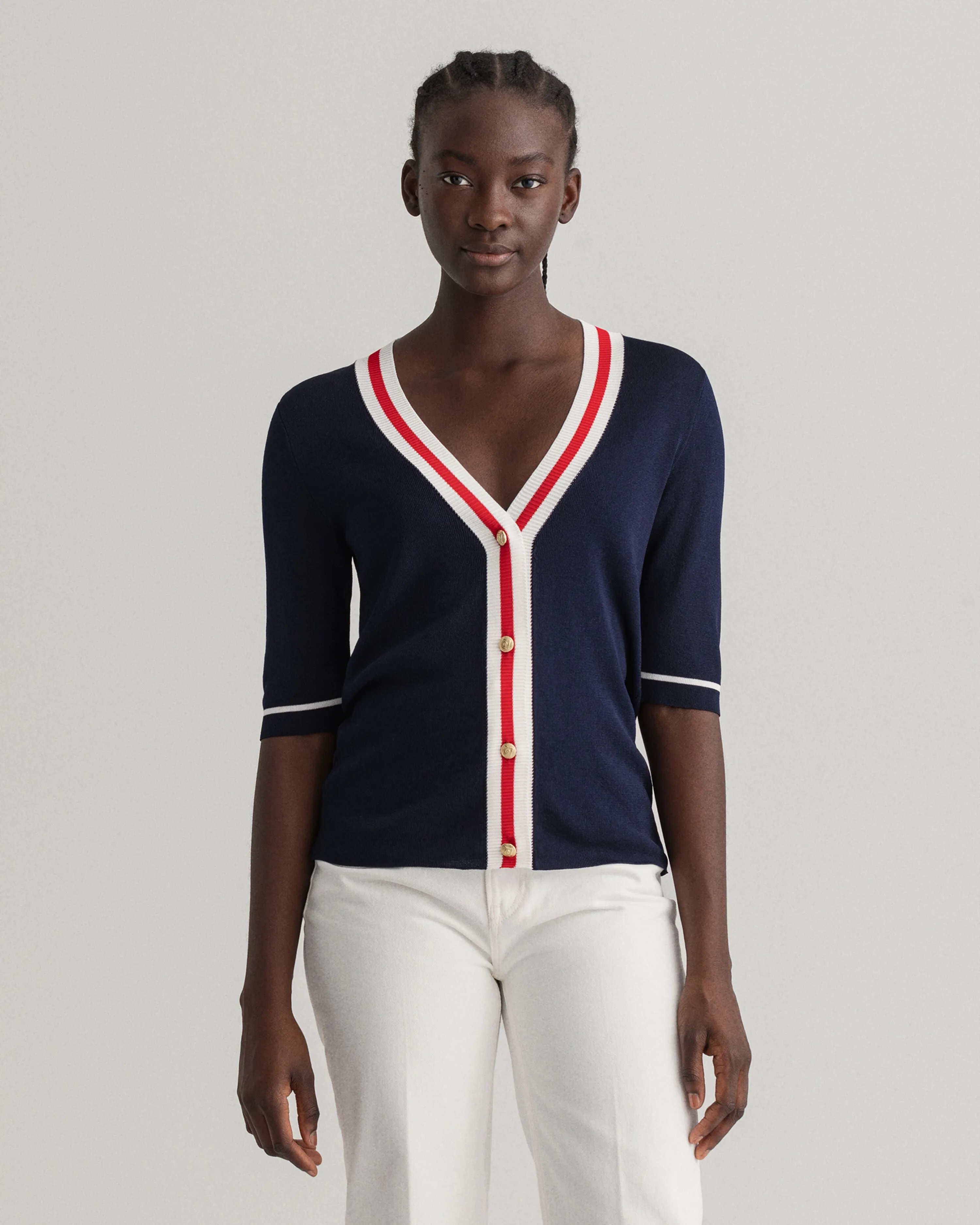 GANT Contrast Border Cardigan Top 2108