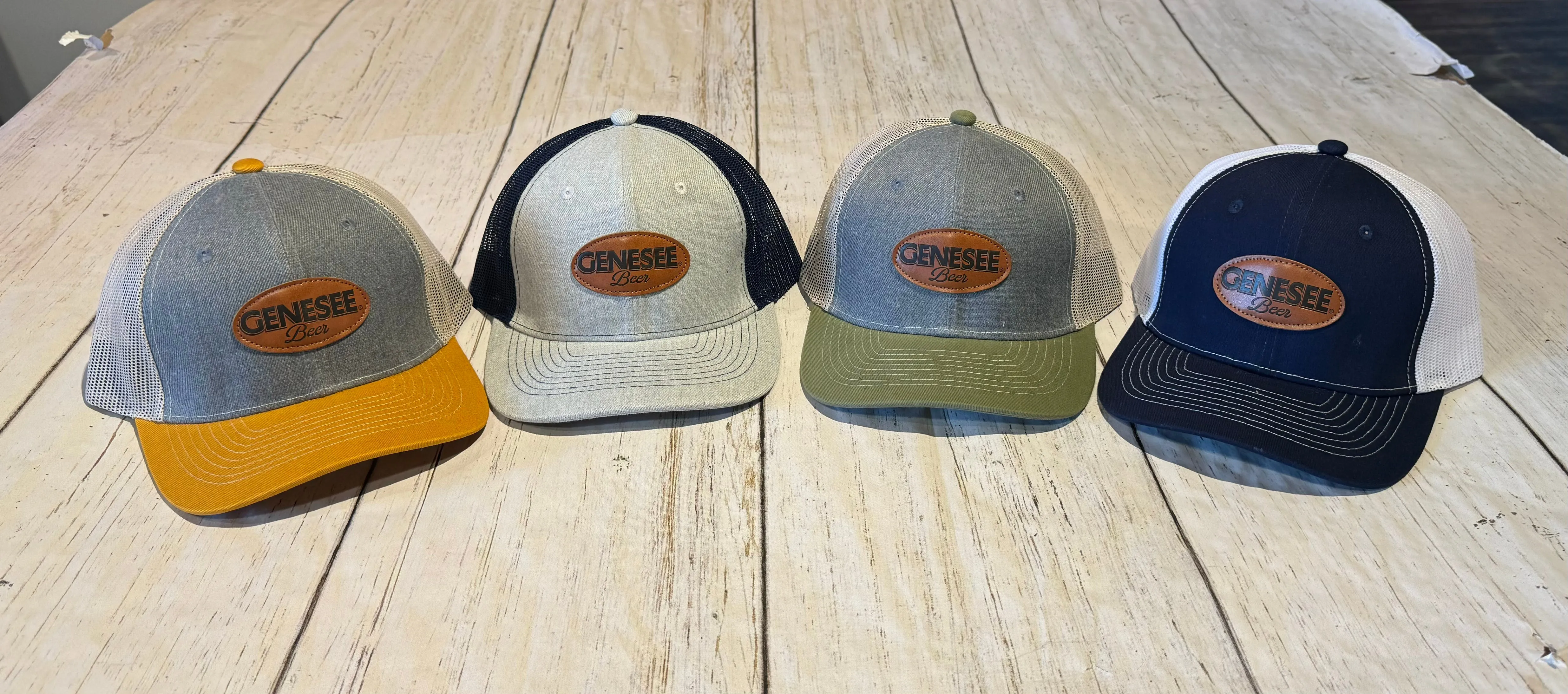 Genesee leather patch trucker hat