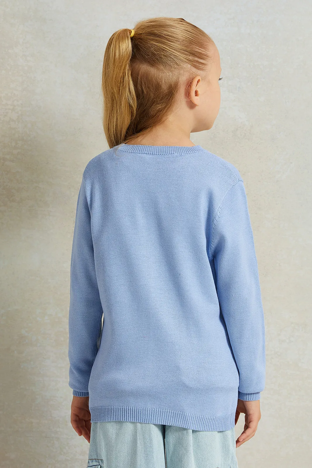 Girls Blue Knitted Cardigan