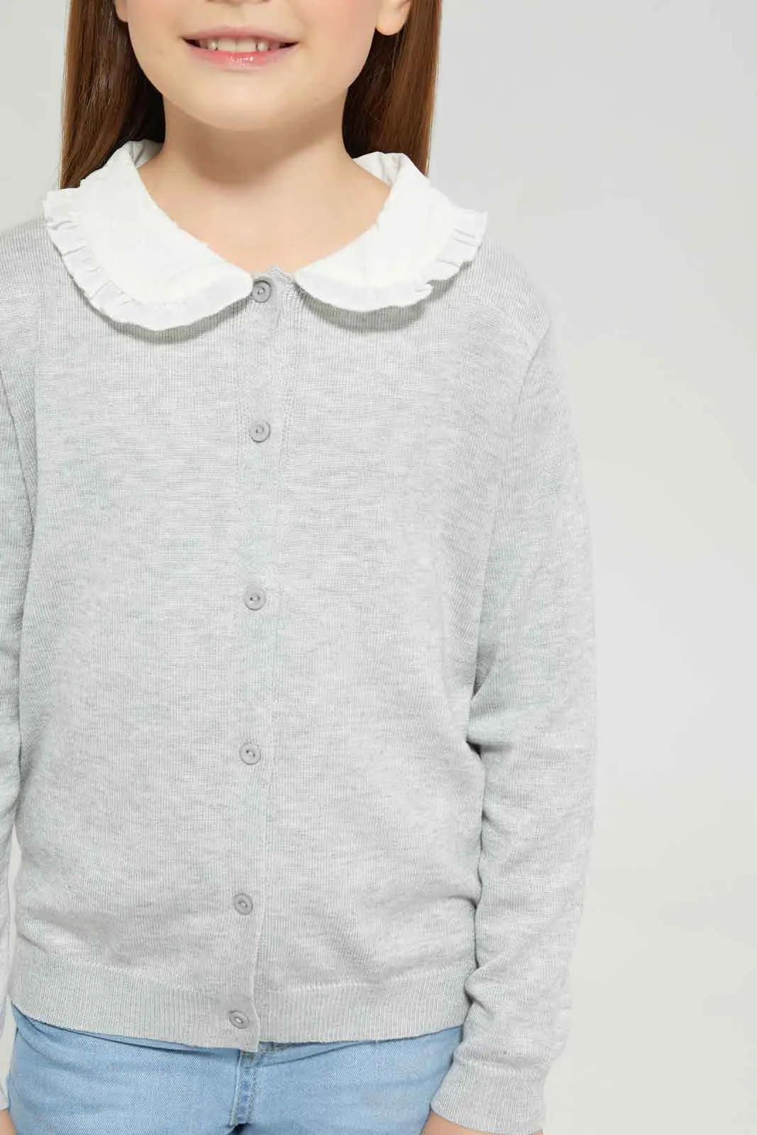 Girls Grey Knitted Cardigan