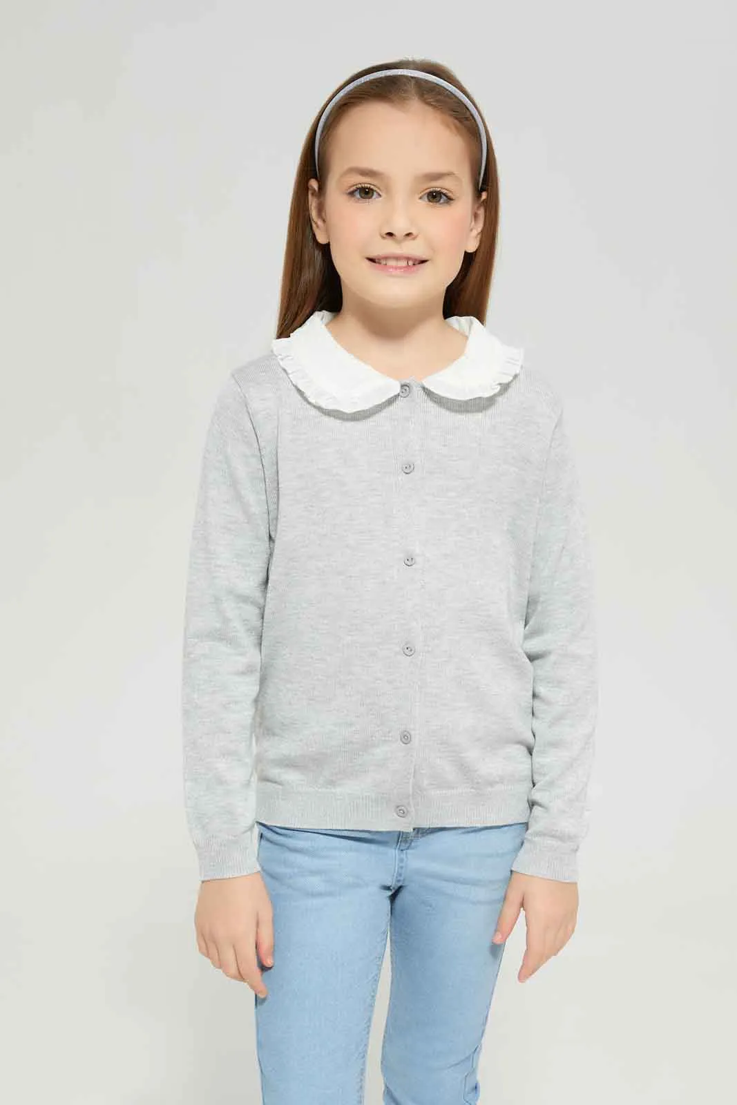 Girls Grey Knitted Cardigan