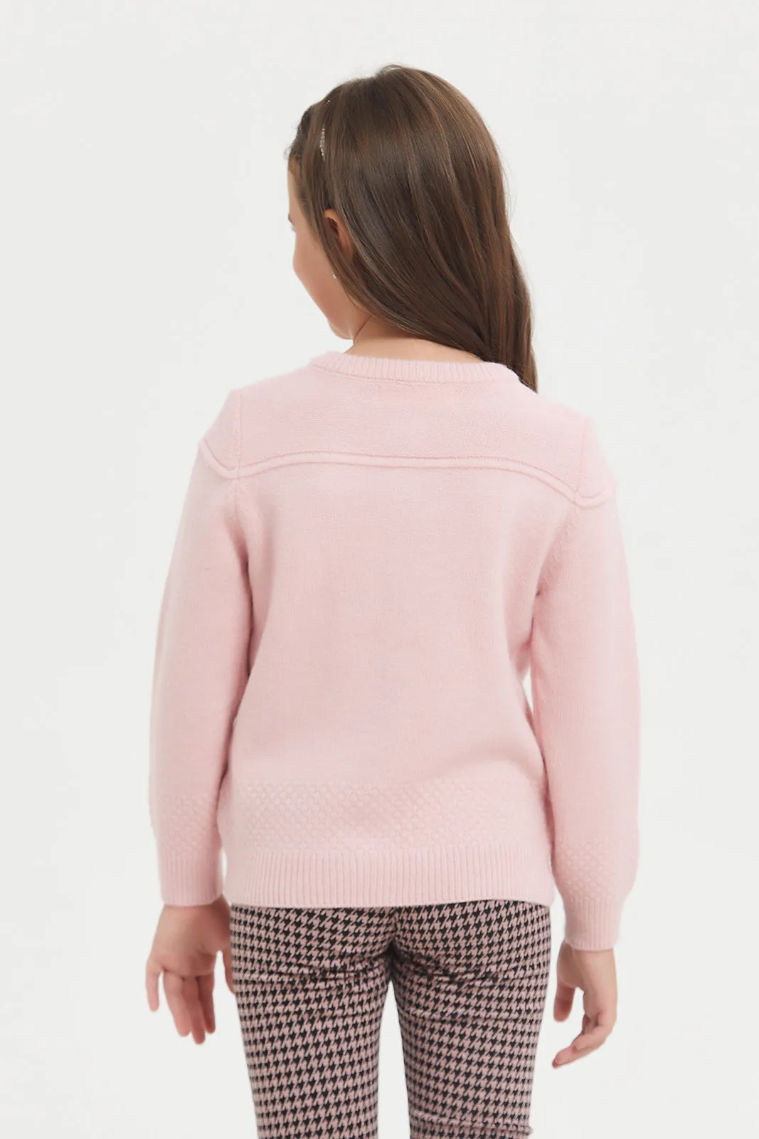 Girls Pink Acrylic Cardigan