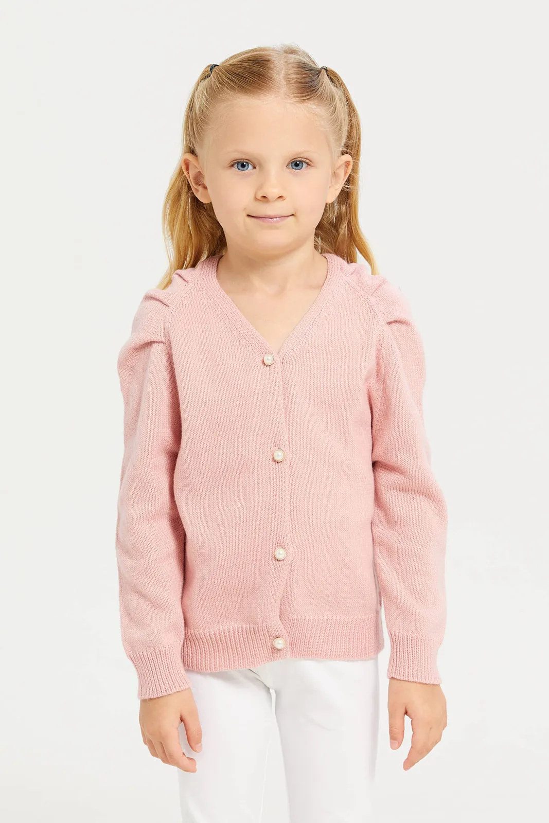 Girls Pink Cardigan Sweater