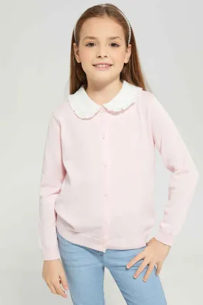 Girls Pink Knitted Cardigan