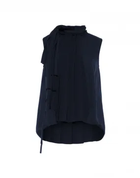 'Glamour' Navy High Neck Shirt