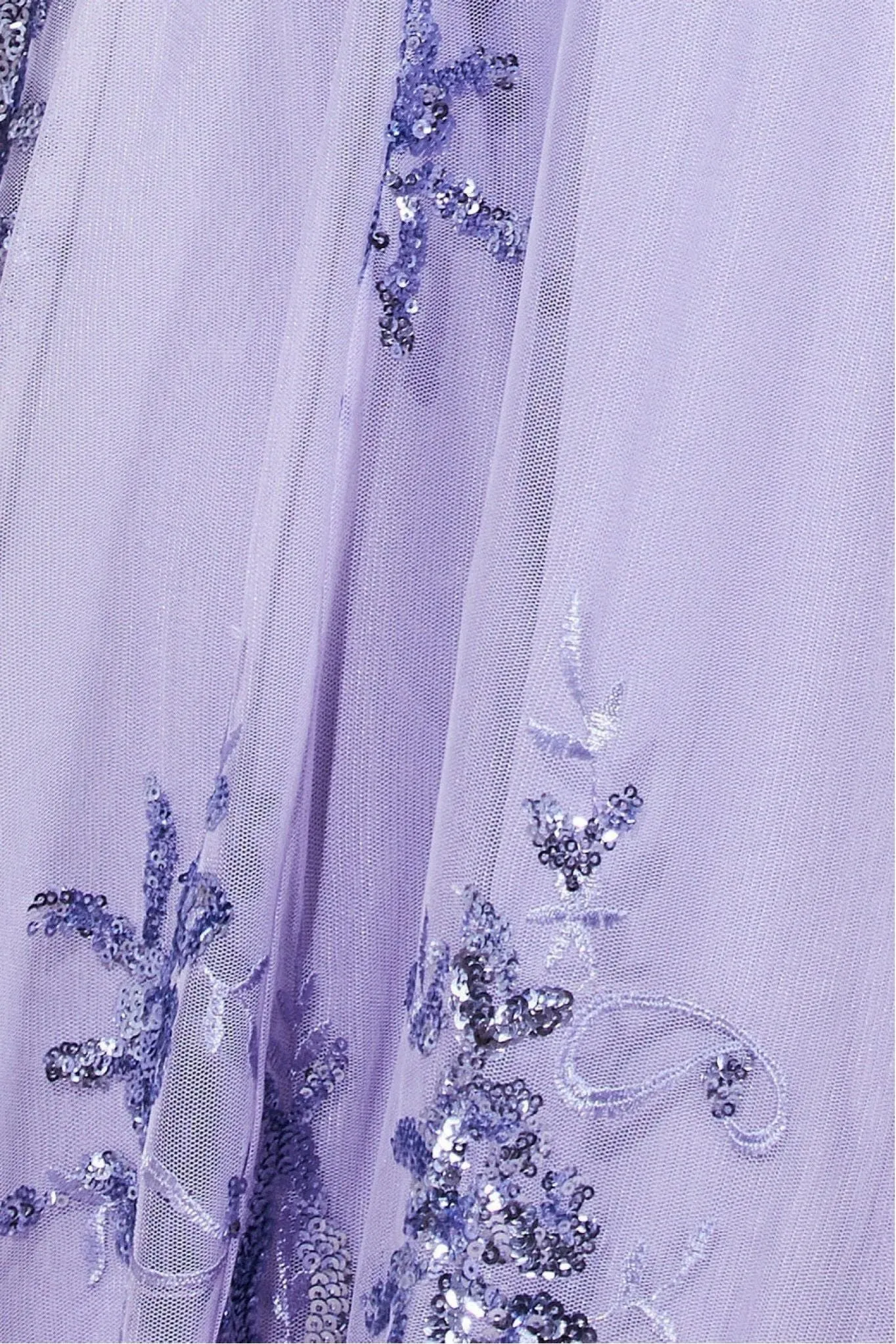 Goddiva Bardot Sequin & Lace High Low Midi - Lilac