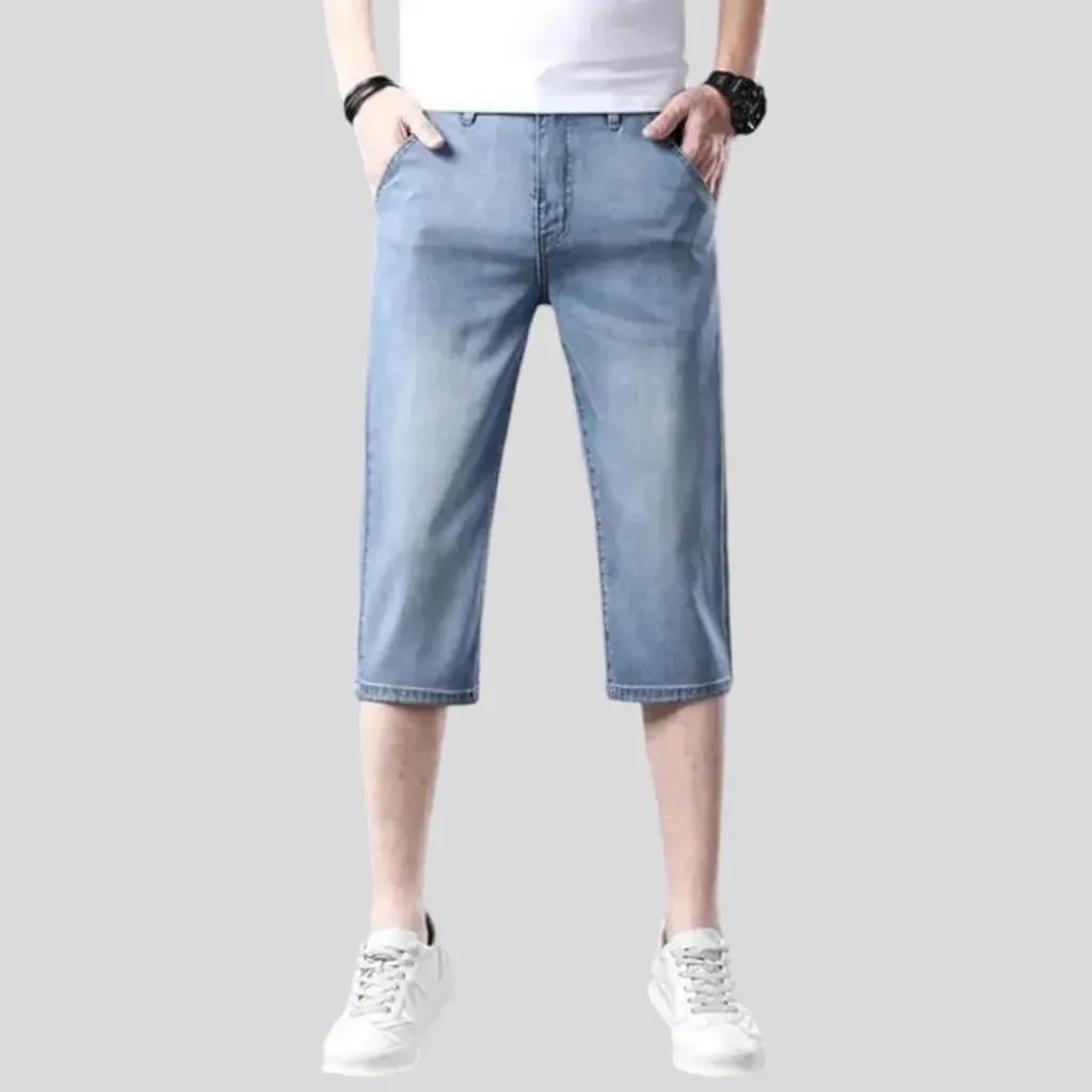 High-waist straight jean shorts for men