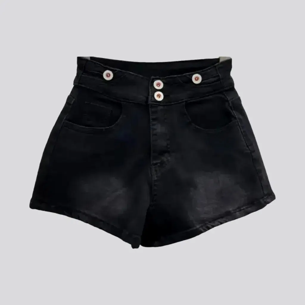 High-waist women's denim shorts