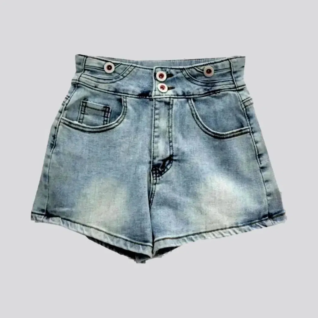 High-waist women's denim shorts