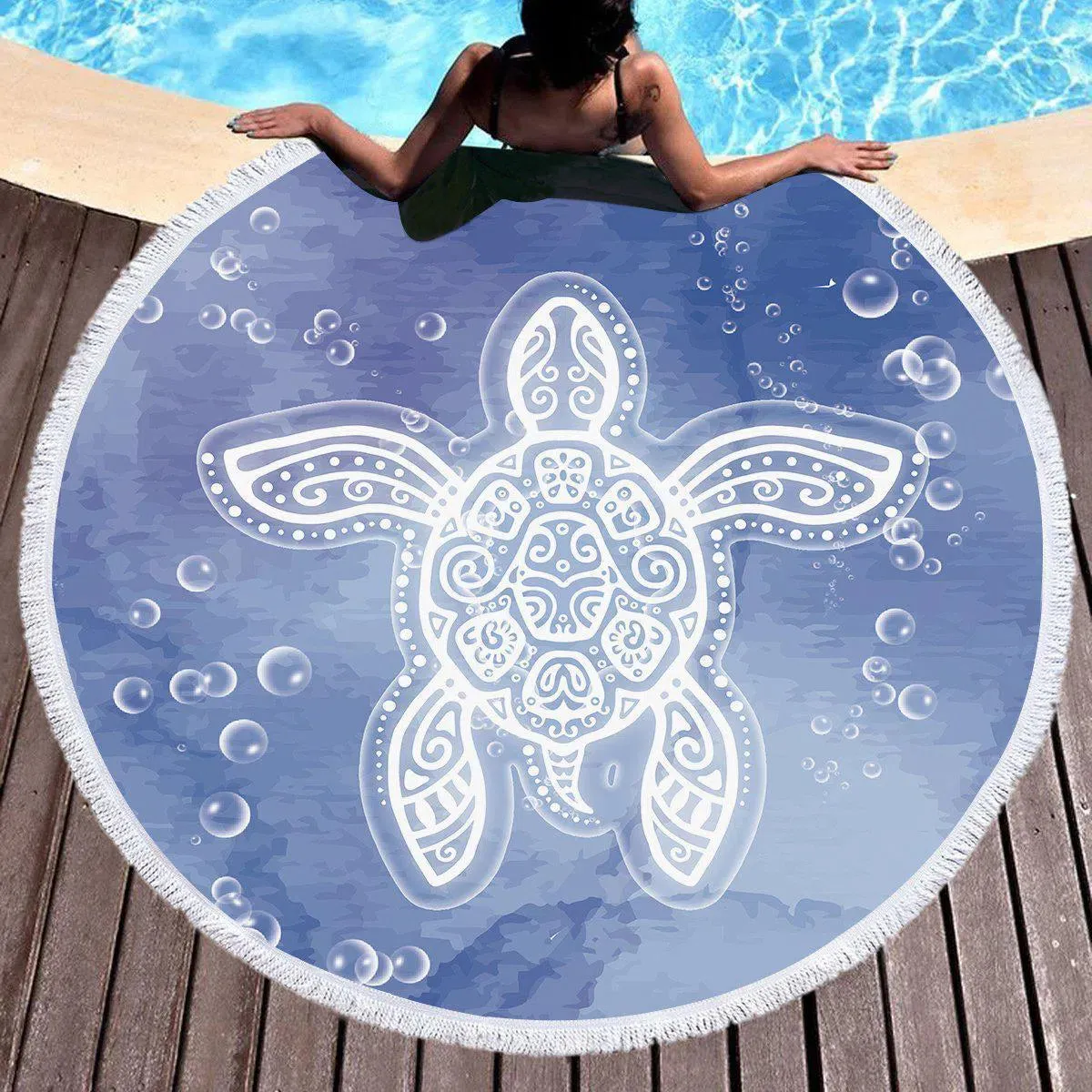 Honu Healing Round Beach Towel