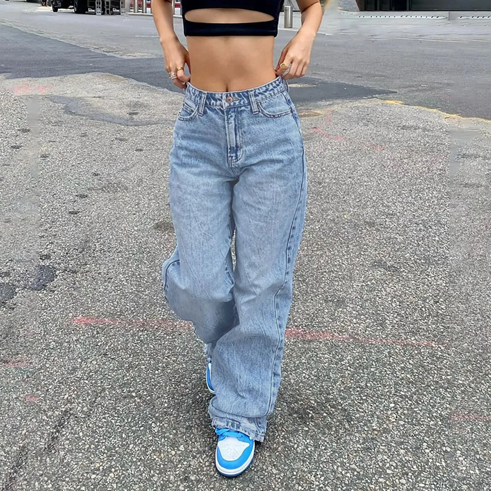 Hop Jeans Women Casual High Waist Jogger Spring Summer Loose Outdoor Twill Sweat Sport Pant Hip Pants