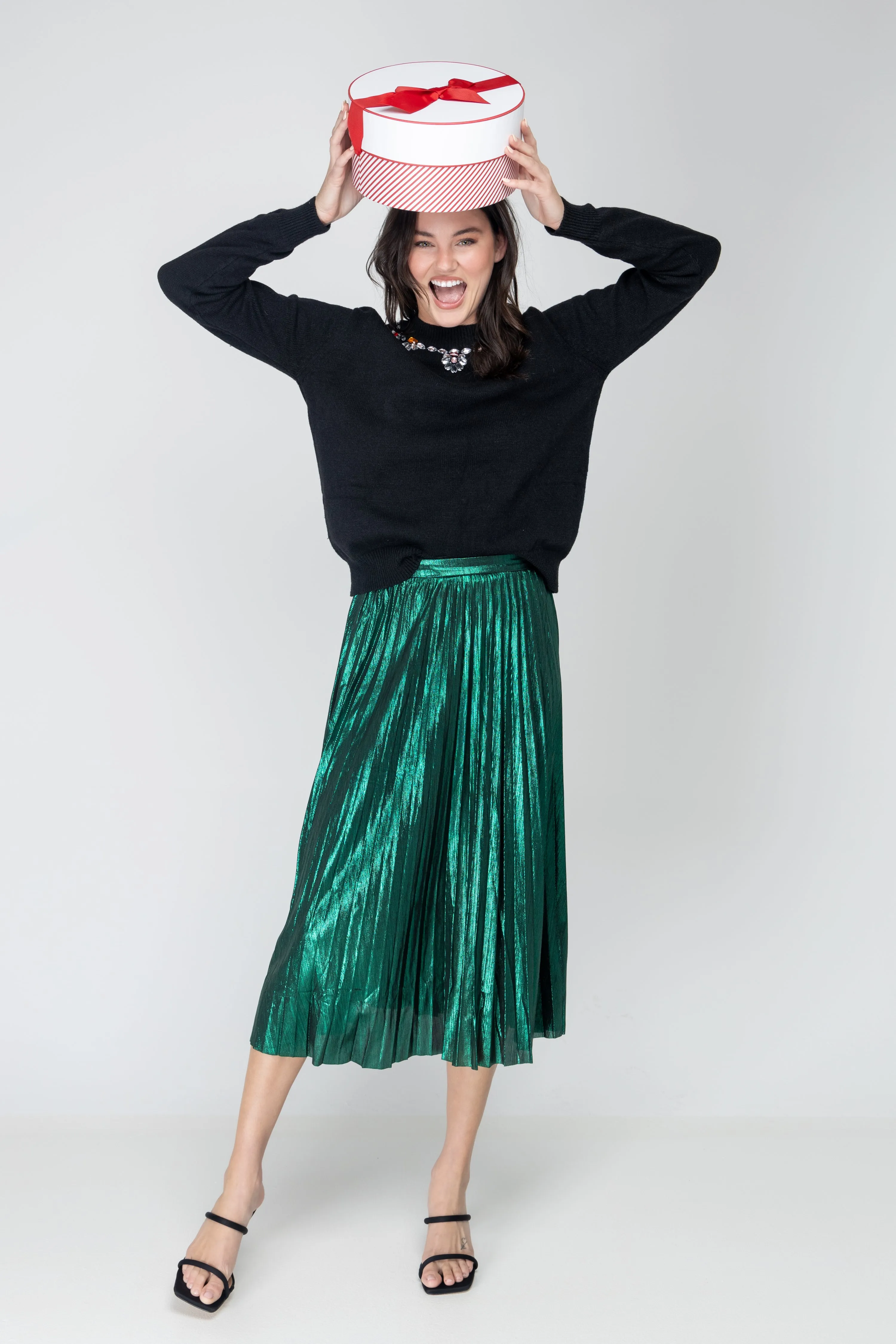 Hotline Bling Metallic Plated Midi Skirt