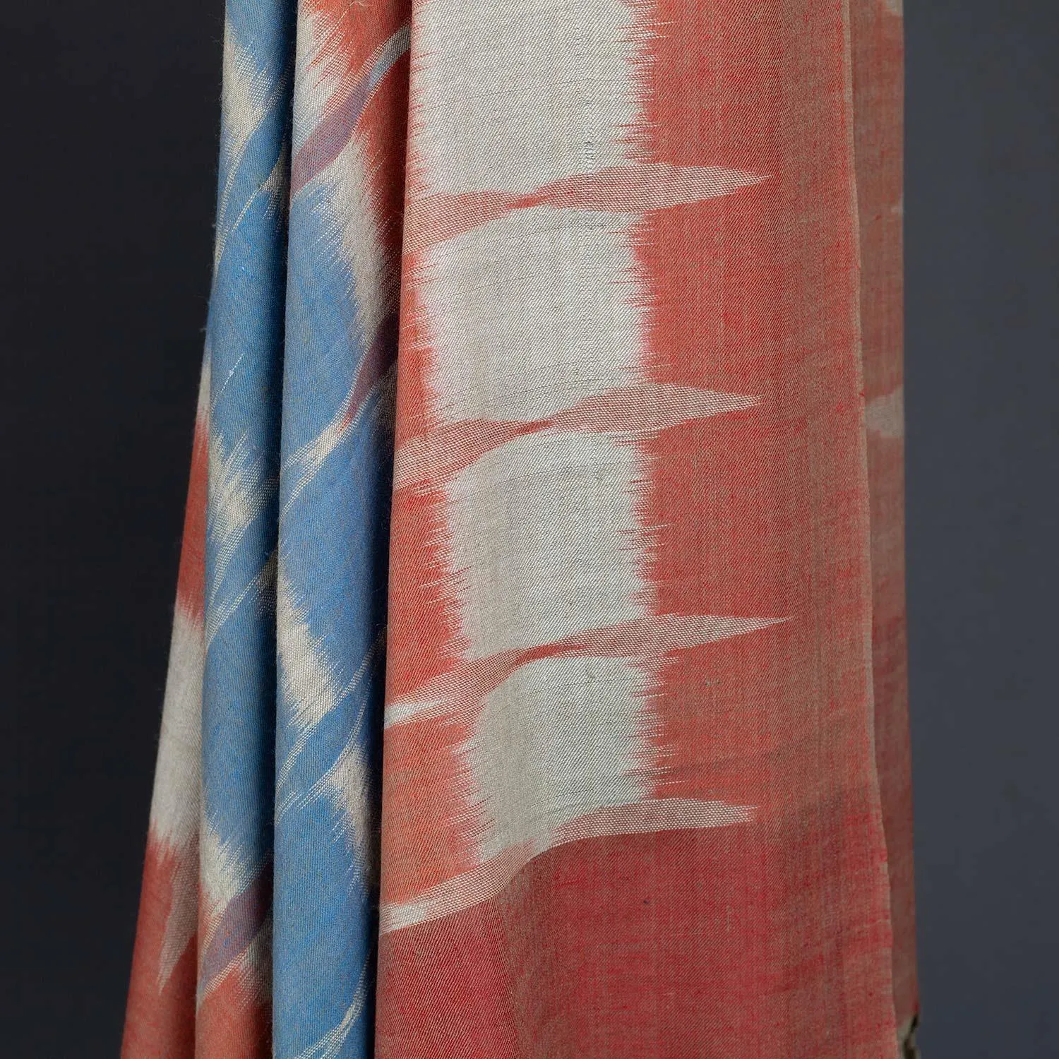 Ikat Pashmina Shawl Burnt Orange & Blue