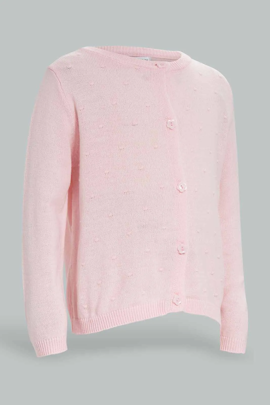 Infant Girls Pink Solid Knit Cardigan