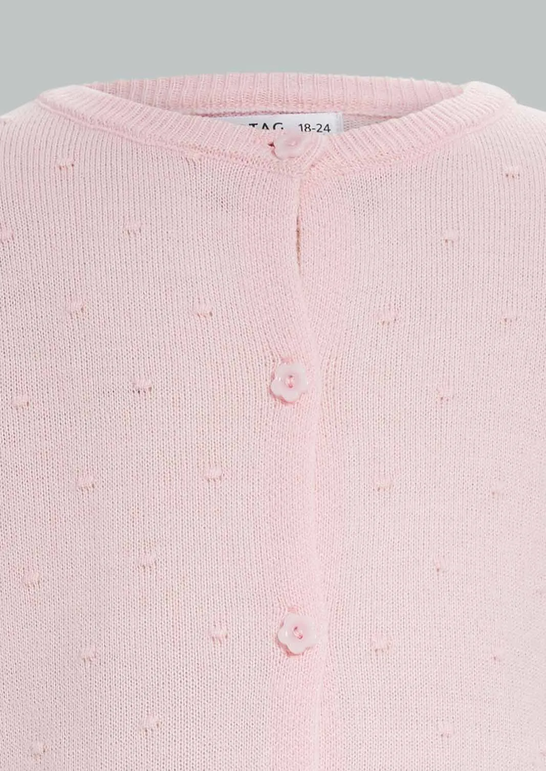 Infant Girls Pink Solid Knit Cardigan