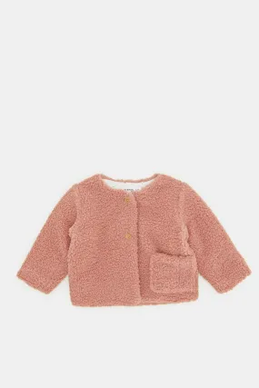 Infant Girls Pink Woolen Cardigan