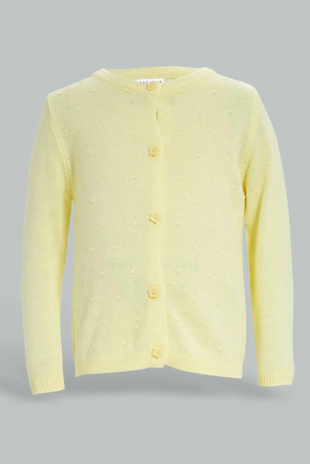 Infant Girls Yellow Solid Knit Cardigan