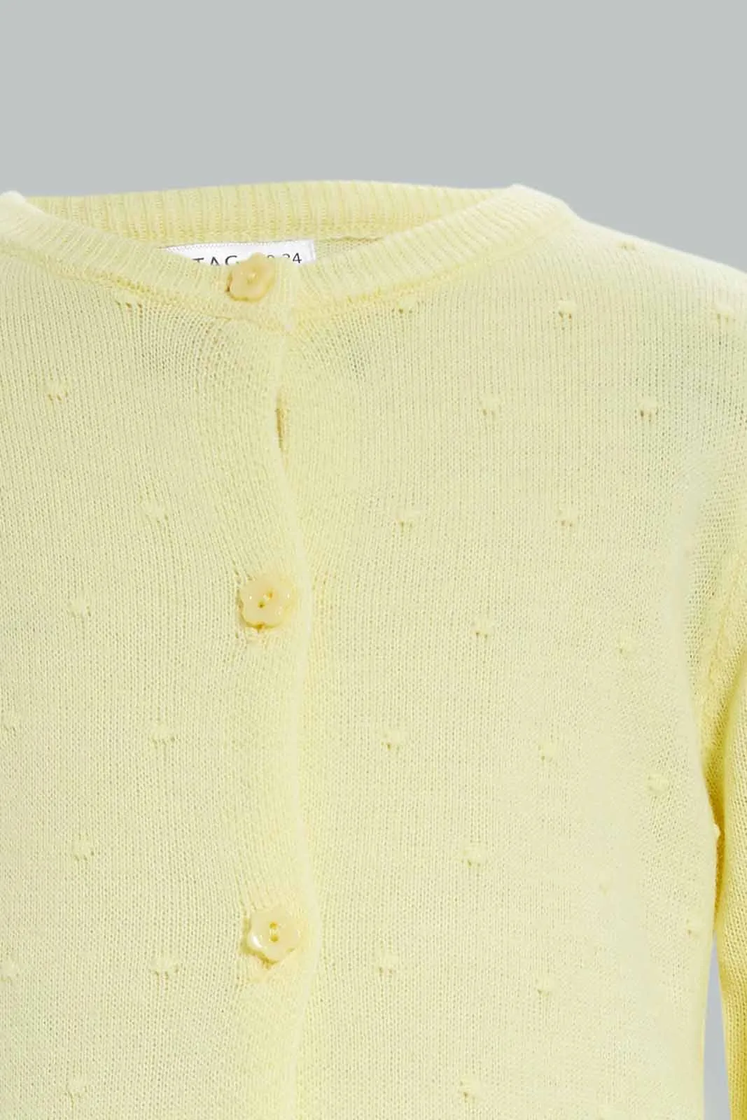 Infant Girls Yellow Solid Knit Cardigan