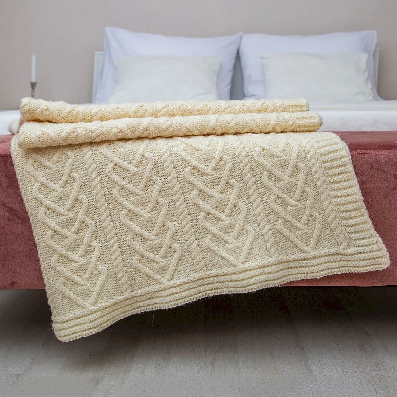 Irish Natural Merino Wool Heart Throw