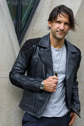 JARED Leather Jacket - Classic Biker Style in Thick Buffalo Leather - Triple Black