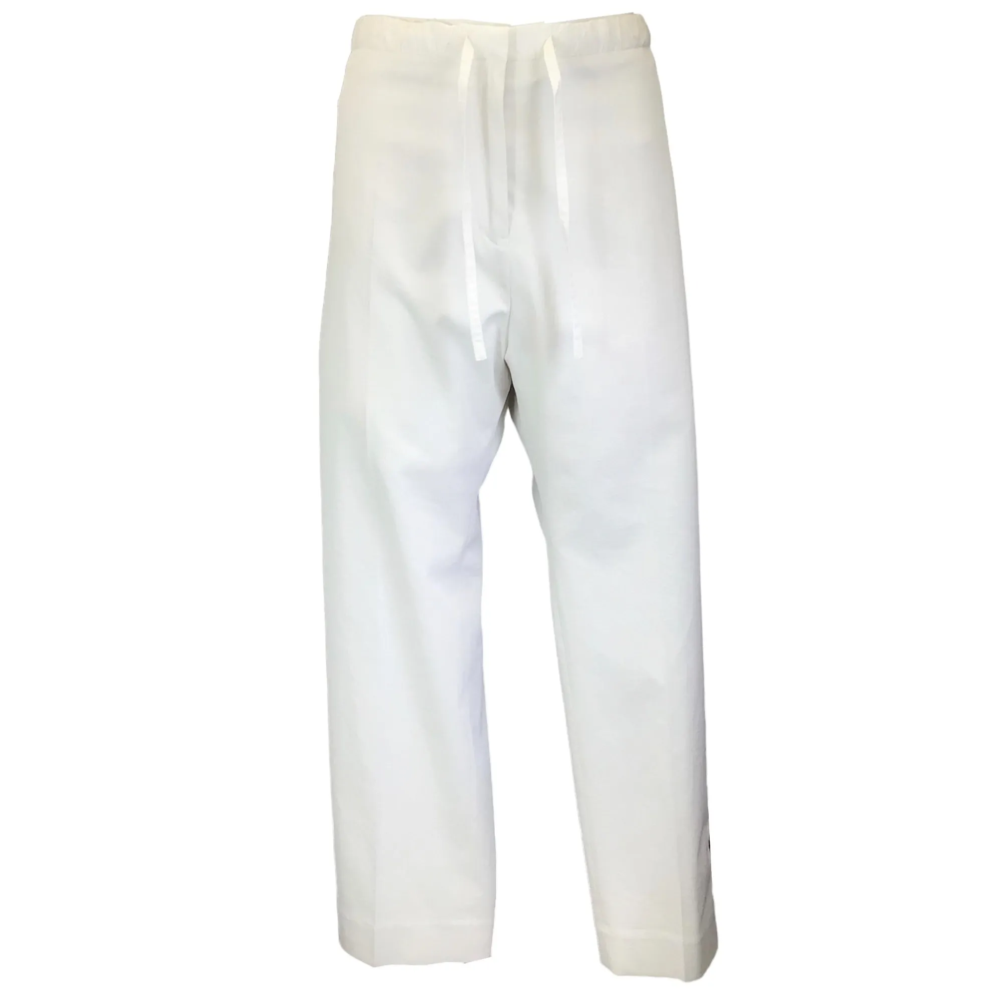 Jil Sander White Cotton and Linen Drawstring Pants