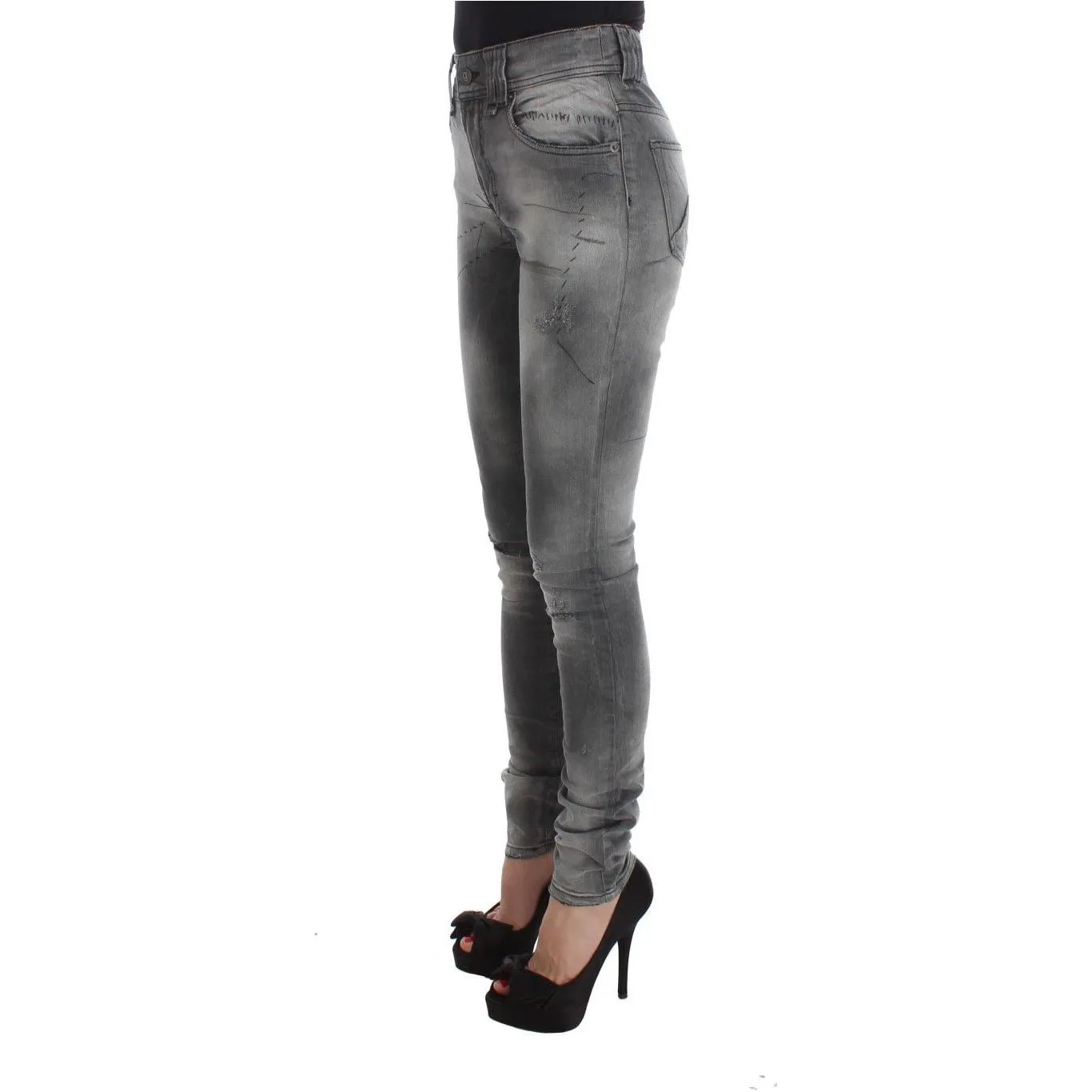 John Galliano Chic Gray Slim Fit Designer Jeans