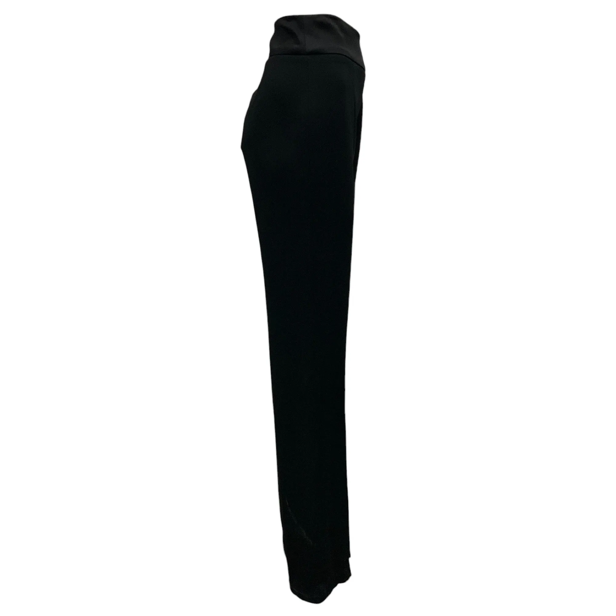 Jonathan Simkhai Black Ariah Front Slit Satin Trimmed Crepe Pants