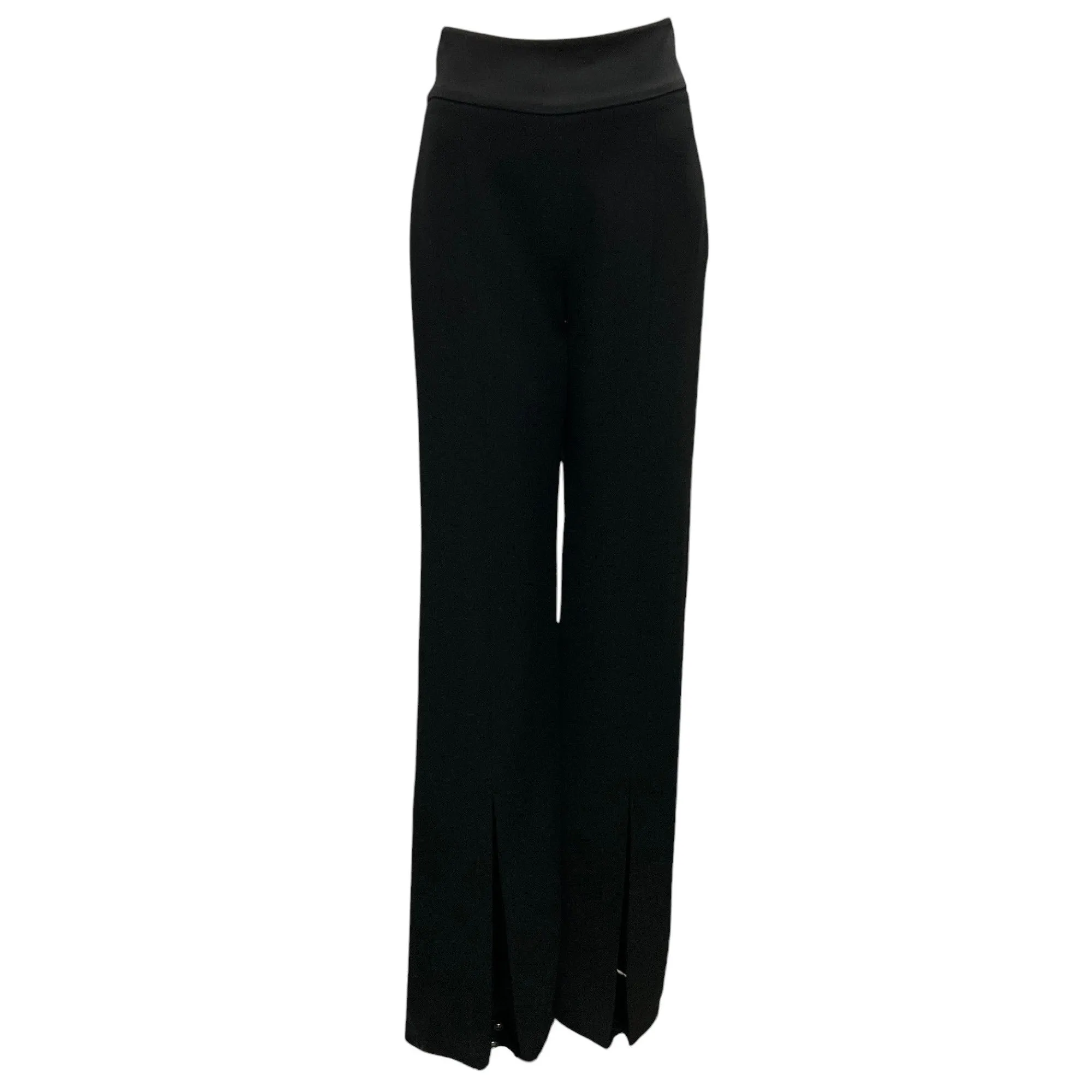 Jonathan Simkhai Black Ariah Front Slit Satin Trimmed Crepe Pants