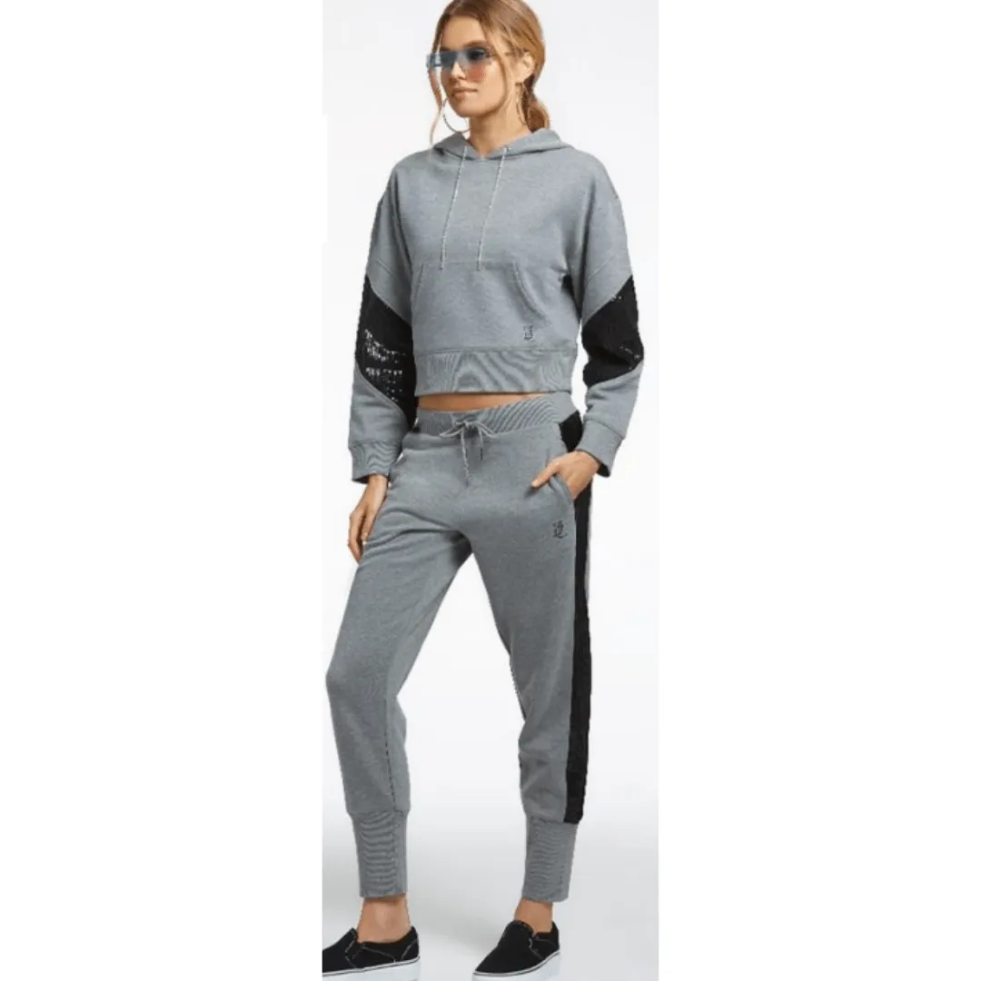 Juicy Couture - Side Bling Fleece Jogger in light grey