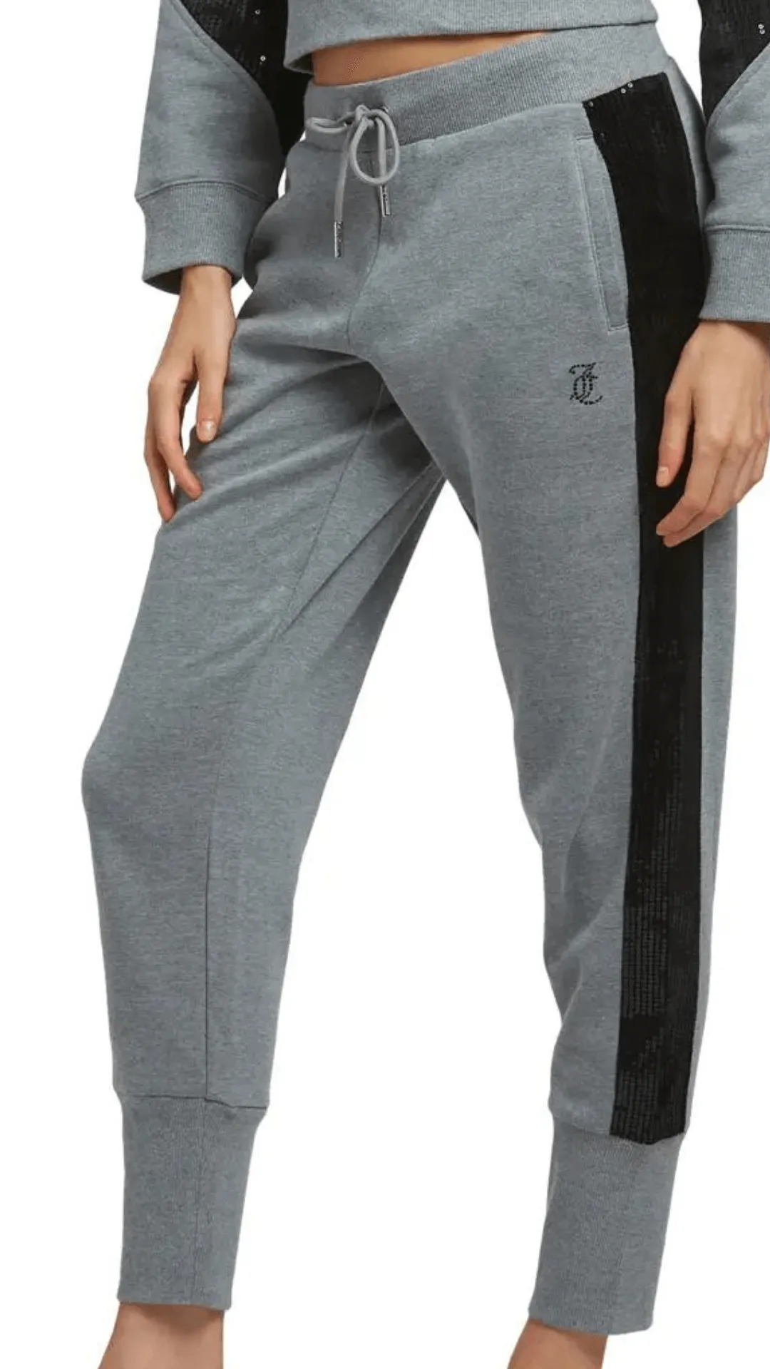 Juicy Couture - Side Bling Fleece Jogger in light grey