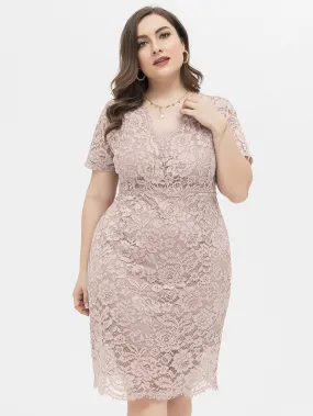 KittenAlarm - V NECK PLUS SIZE LACE DRESS