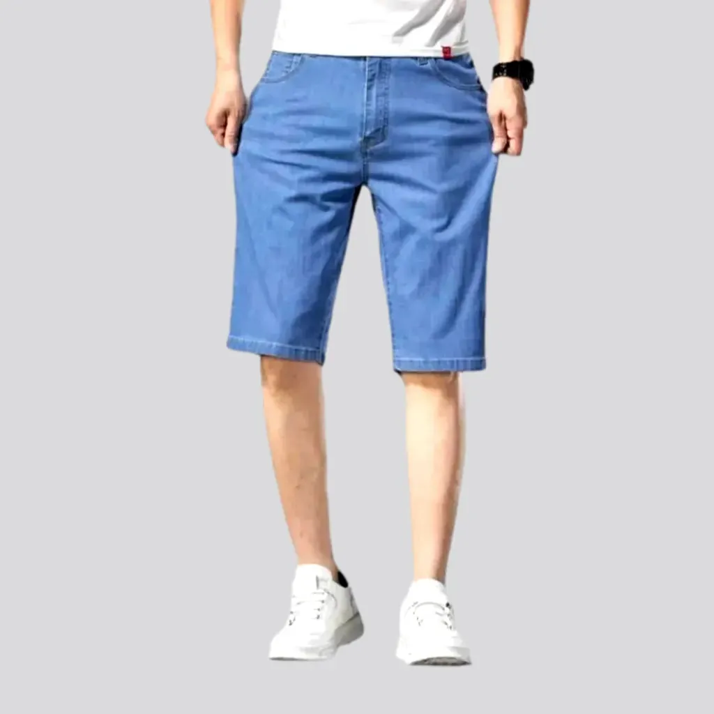 Knee-length men's jean shorts