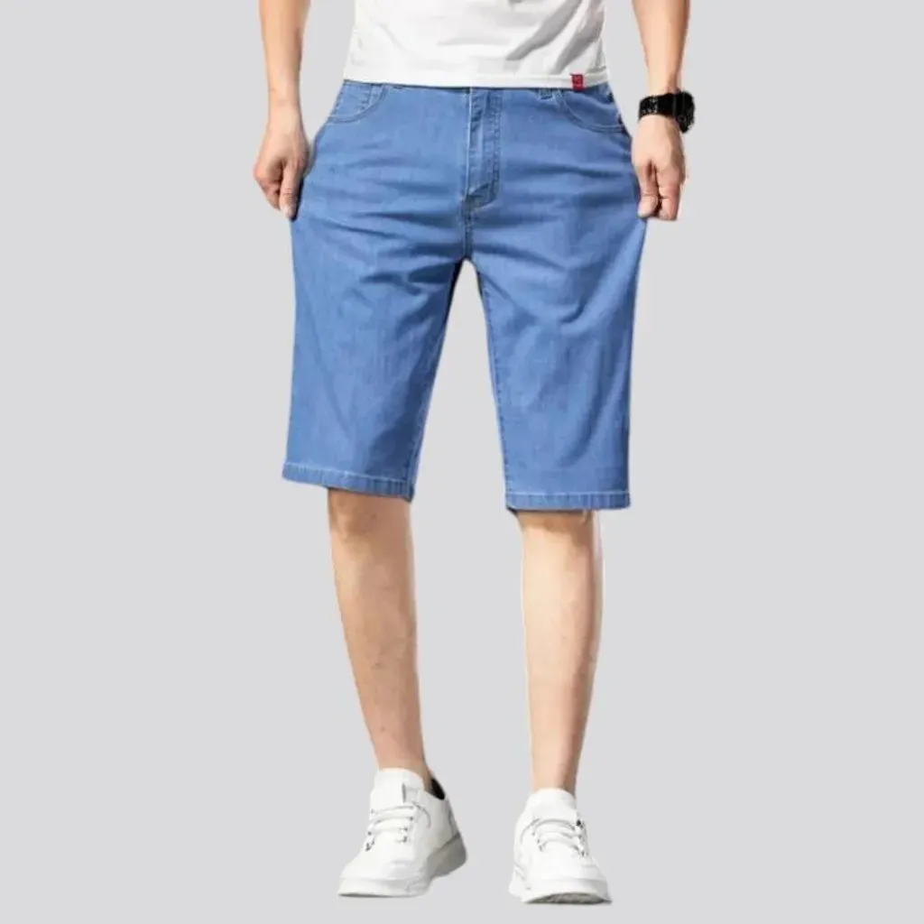 Knee-length men's jean shorts