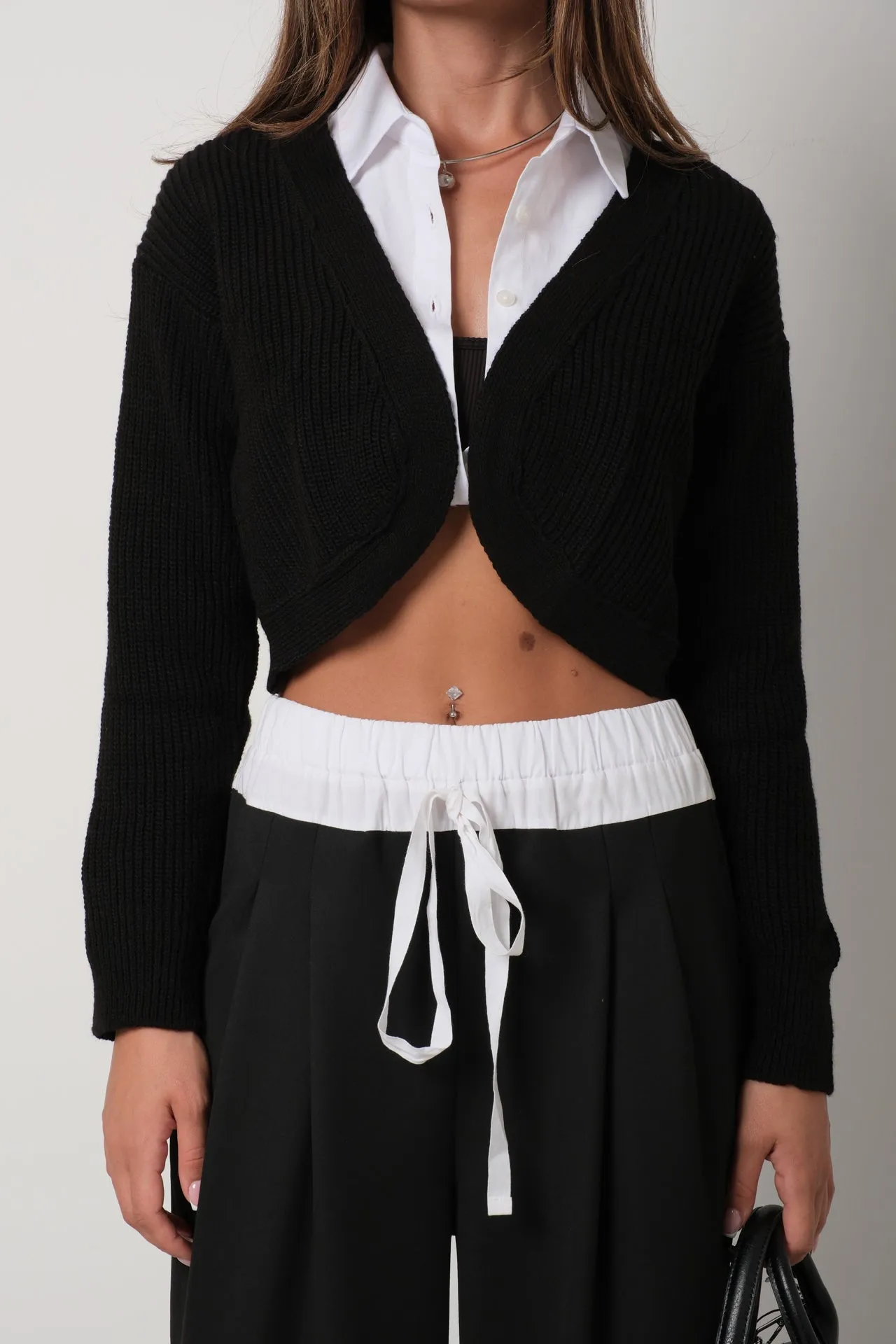 Knitted Cardigan with Piping